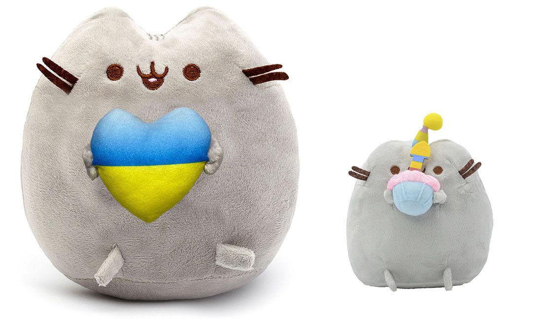 Набір м'яких іграшок S&T Pusheen cat із серцем 21х25 см і Кіт з кексом 15х12 см Сірий (n-10460)
