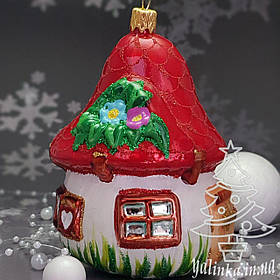 Скляна ялинкова іграшка хатка гриб хата      Snegka Poland