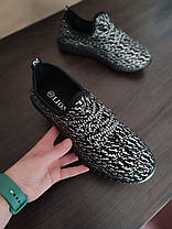 ЗНИЖКА! Літні кросівки Yeezy Boost BLACK / WHITE чоловічі із буст, фото 4