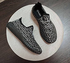 ЗНИЖКА! Літні кросівки Yeezy Boost BLACK / WHITE чоловічі із буст, фото 3