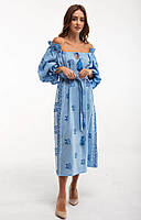 Платье вышиванка "Барвинок" голубое 2KOLYORY XS/S (2K1291)