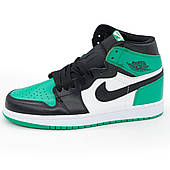 Високі чорні c зеленим кросівки Nike Air Jordan 1. Топ якість! 38. Розміри в наявності: 38, 40, 43, 44.