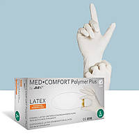 Рукавички латексні неопудрені, нестерильні, AMPri Medcomfort Polymer Plus, (100 шт./пач.), Білий, S