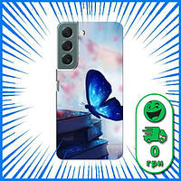 Силиконовый Чехол для Samsung Galaxy S22 Plus (Бабочка) / Чехлы голубая бабочка Самсунг Галакси С22 Плюс