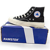 Кеди Ramster у стилі Converse, конверс Chuck 70 високі чорно-білі з сердечком 37. Розміри в наявності: 37, 39, 40.