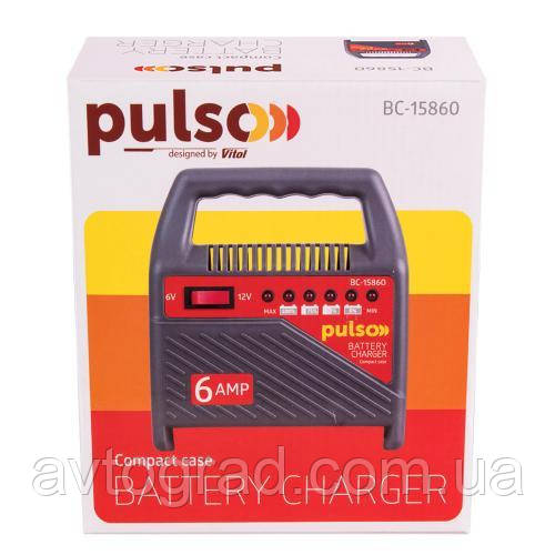 Зарядное устройство для аккумуляторов PULSO BC-15860 6&12V/6A/15-80AHR/светодиодн.индик., фото 1