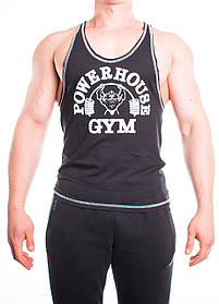 Чоловіча майка борцовка для бодибілдерів з бавовни Bono ББ 950101 принт сіра, розмір 50 L