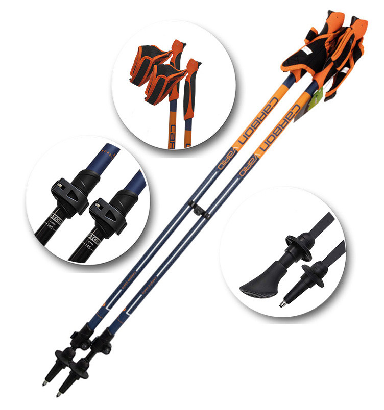 Палиці для скандинавської ходьби Birki Nordic Walking Carbon Vario 105-145 см Blue/Orange