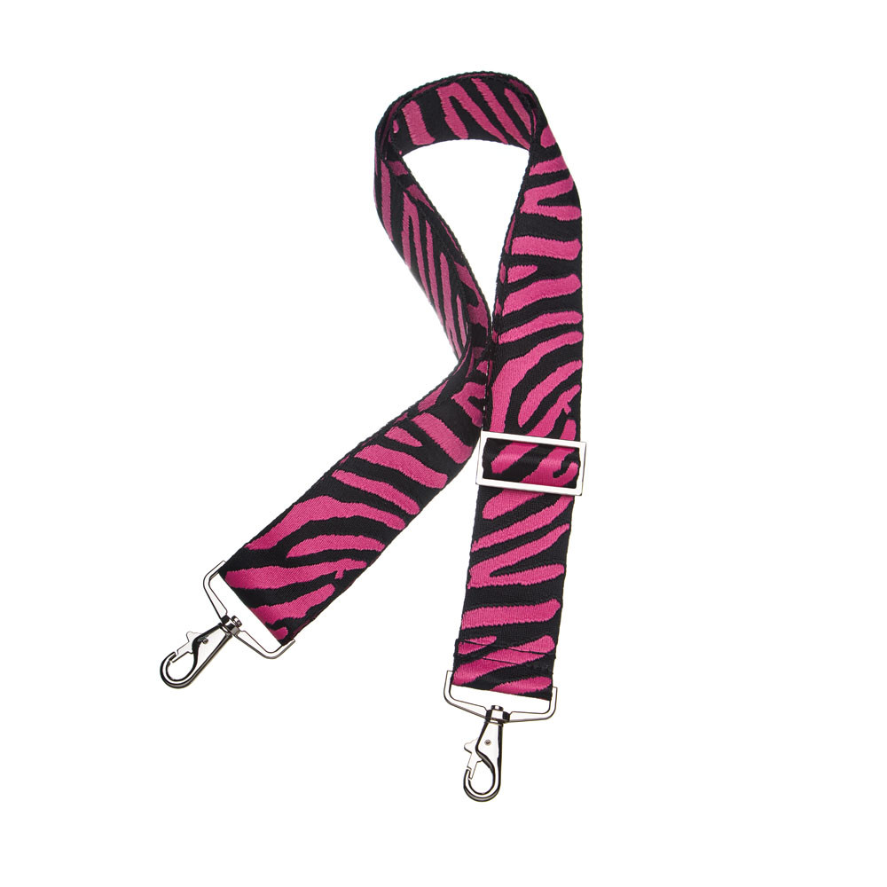 Ремінь на сумку текстильний зебра яскраво-рожева