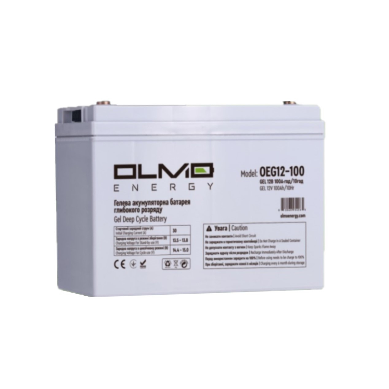Гелевый аккумулятор емкость 100 а/ч 12 В (12V-100AH) OLMO OEG12-100 для ИБП и инверторов. - фото 3 - id-p1762622561
