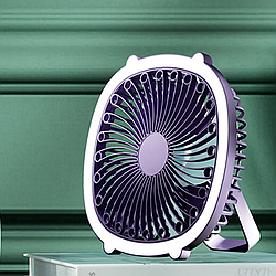 Акумуляторний міні вентилятор з LED підсвічуванням Fill Light Fan, з USB, Фіолетовий / Настільний вентилятор
