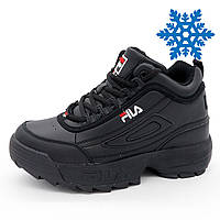 Женские зимние черные кроссовки FILA Disruptor 2 с мехом 36. Размеры в наличии: 36, 38, 39.