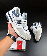 Мужские кроссовки New Balance 550 White Blue Обувь Нью Баланс белые синие кожа замш спортивные весна осень