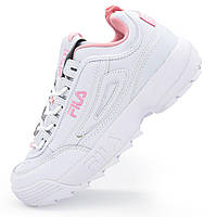 Жіночі білі з рожевим кросівки FILA Disruptor 2. Топ якість! 36. Розміри в наявності: 36, 37, 38, 39.