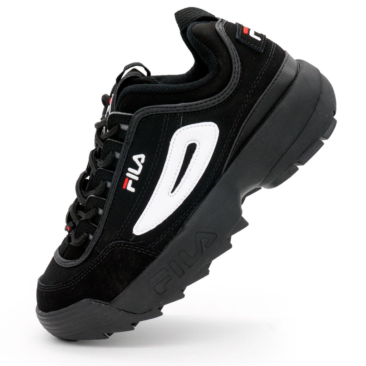 Жіночі повністю чорні з білим кросівки FILA Disruptor 2. Топ якість! 36. Розміри в наявності: 36, 37, 38, 39, 40.