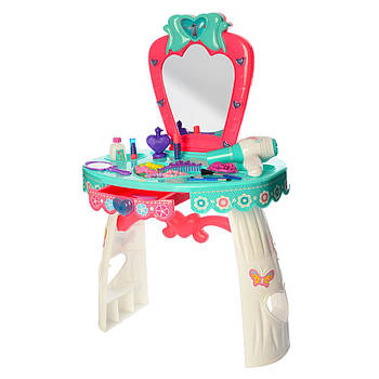 Трюмо для дівчинки (фен, гребінець, косметика, прикраси, шпильки, флакони, музика, звук, світло) 8237