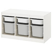 Комбинация для хранения+контейнеры IKEA ТРУФАСТ,белый, серый, 99x44x56 см, 093.287.91
