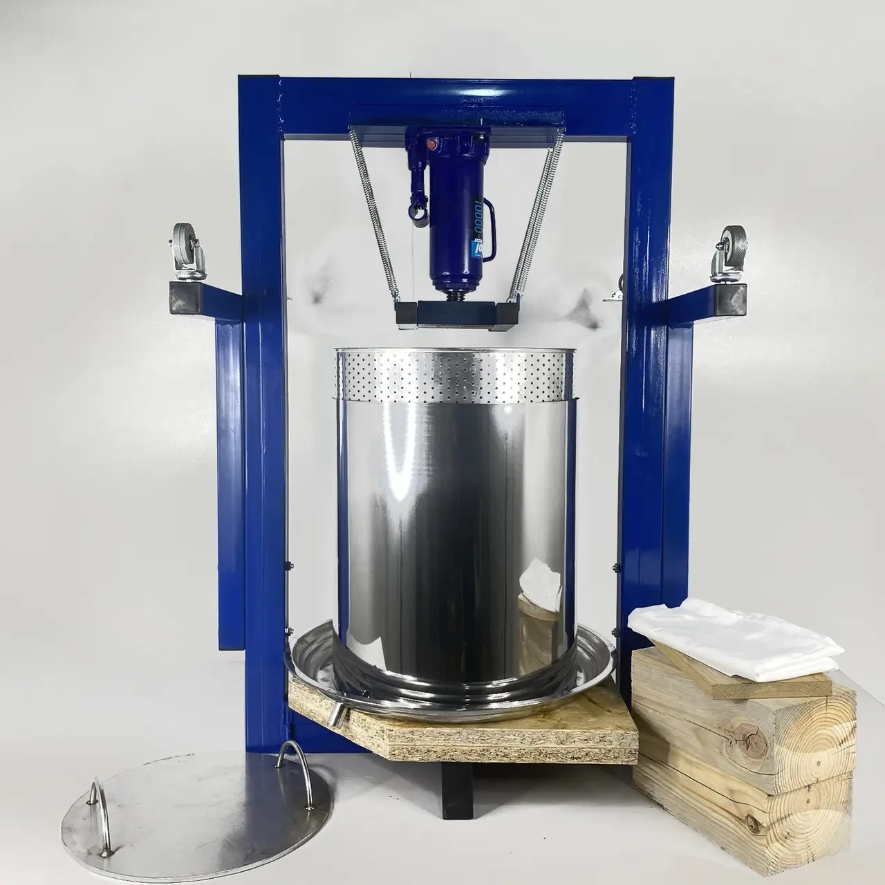 Прес для соку яблук та винограду на 50 літрів, гідравлічний 10 тонн із кошиком з нержавіючої сталі. Соковитискач для яблук, фото 1