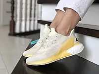 Женские кроссовки Adidas Адидас Alphaboost, сетка, пена, бежевые с желтым 36