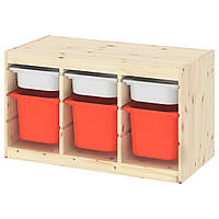 ИКЕА Комбинация для хранения+контейнеры ТРУФАСТ, Комбинация д/хранения+контейнеры, светлая беленая сосна