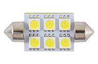 Светодиод Winso SV8.5 T11x39 12V 6LEDS SMD 5050 WHITE 127450 (10шт)