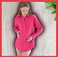 Сорочка оверсайз муслінова для вагітних і рожевих, що годують