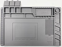 Мат силиконовый, термоустойчивый AIDA S-160, для ремонта техники и раскладки запчастей / 450x300 мм Grey