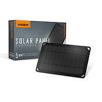 Портативний зарядний пристрій сонячна панель VIDEX VSO-F505U 5W, чорний