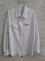 Шкільна підліткова сорочка софт із кишенями для дівчаток розмір 11-14 років, колір білий