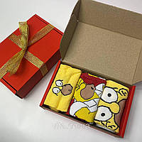 Набір жіночих шкарпеток Гомер 36-40 3 пари з мультяшним малюнком у коробці
