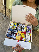 Набір жіночих шкарпеток 36-40 10 пар з мультяшним малюнком у подарунковій коробці