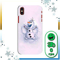 Чехол с картинкой для iPhone X Снеговик Олаф / Чехлы с принтом Айфон 10