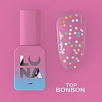 Топ для гель-лака Top Bonbon с разными цветными фигурками без липкого слоя, 13мл