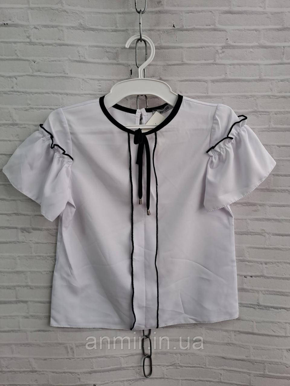 Шкільна дитяча блузка софт ПЛАНКА для дівчаток розмір 7-11 років, колір білий