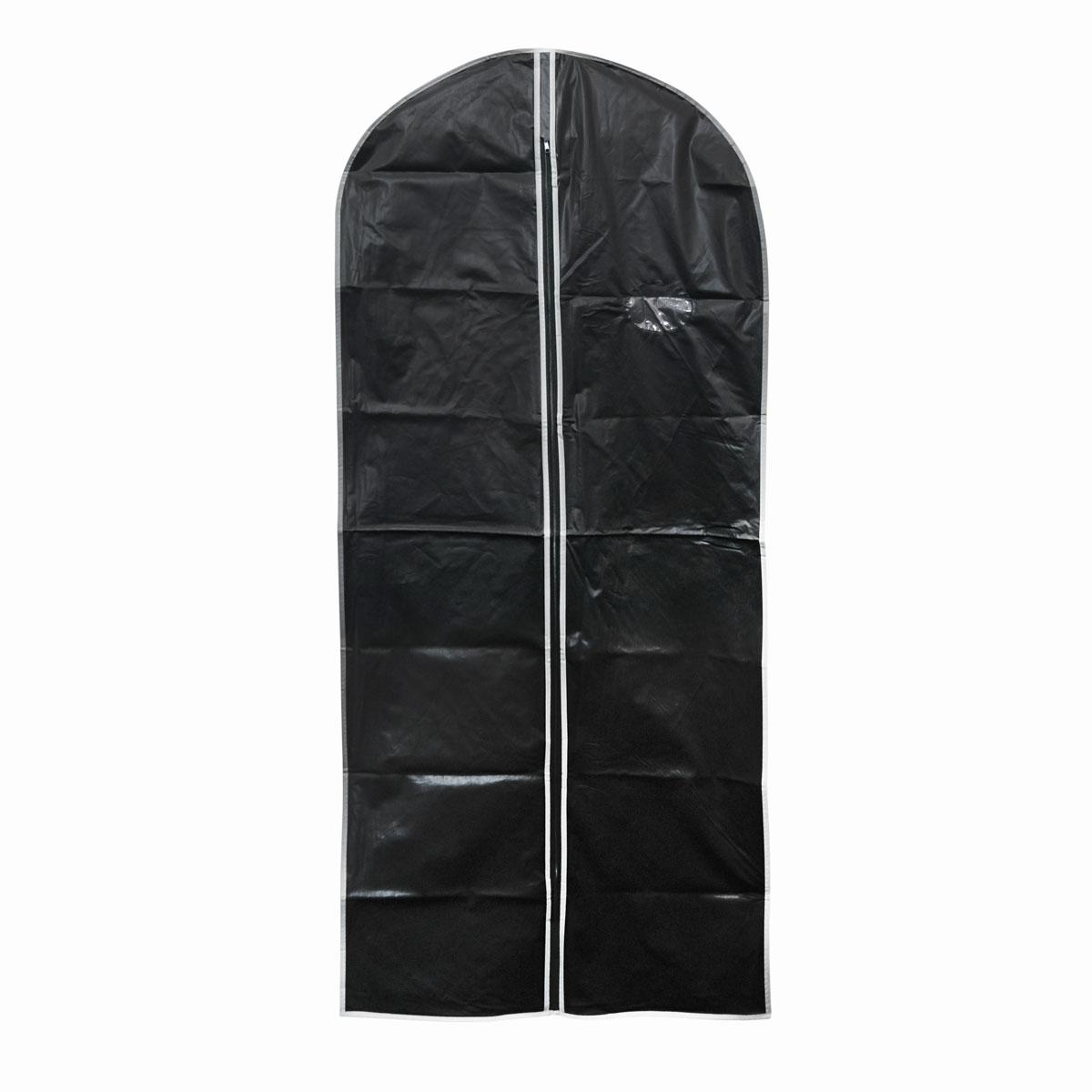Чехол для костюма 140х59см Черный с серой окантовкой, чехол для хранения одежды с окошком (чохол на одяг) (GK) - фото 3 - id-p1899830679