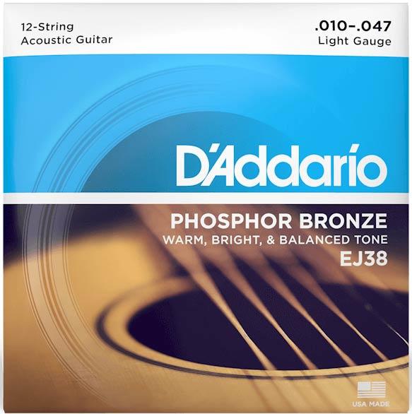 Струни для акустичних гітар D'Addario EJ38 PHOSPHOR BRONZE REGULAR LIGHT 12-STRING (10-47), фото 1