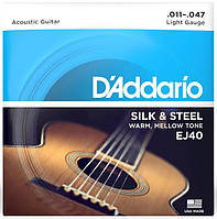Струни для акустичних гітар D'Addario EJ40 SILK & STEEL FOLK REGULAR LIGHT (11-47)