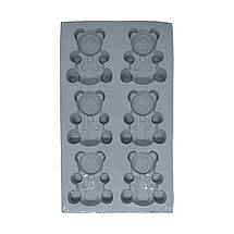 Силіконова форма Profsil Ведмедики Барні 6 в 1 сіра, фото 3