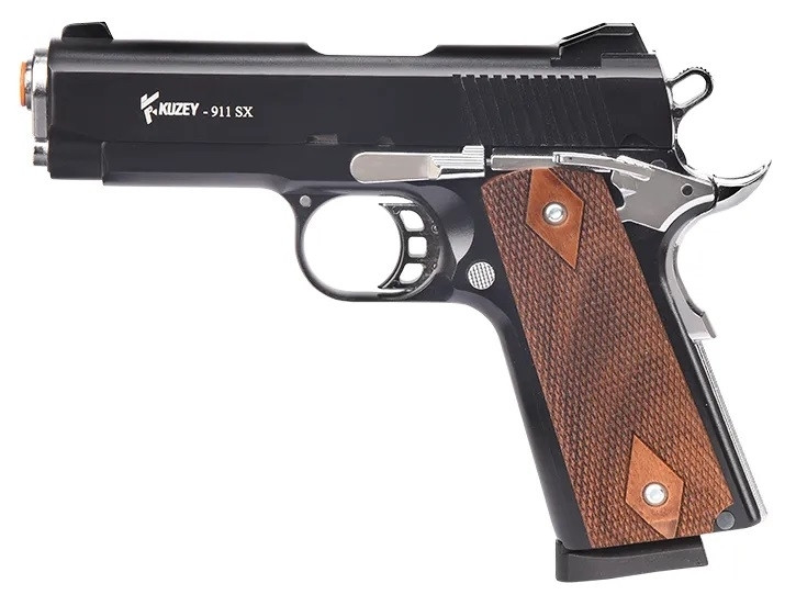 Сигнально-стартовий пістолет KUZEY 911-SX2, 9+1/9 mm (Black/Brown Wooden Grips) add 1 magazine., фото 1