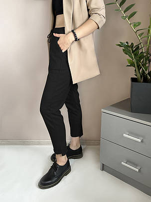 Штани жіночі зимові з начосом зі щільного трикотажу Чорний колір XL, фото 2