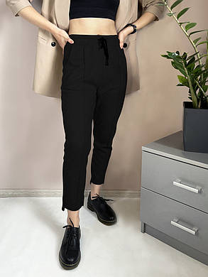 Штани жіночі зимові з начосом зі щільного трикотажу Чорний колір XL, фото 2
