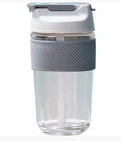 Склянка з кришкою Funjia double drinking glass 400ml star Gray 3204272