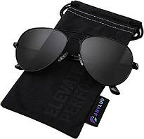 Сонцезахисні окуляри ANYLUV Авіатор, металева оправа, лінзи TAC, чорні. Захист UV400