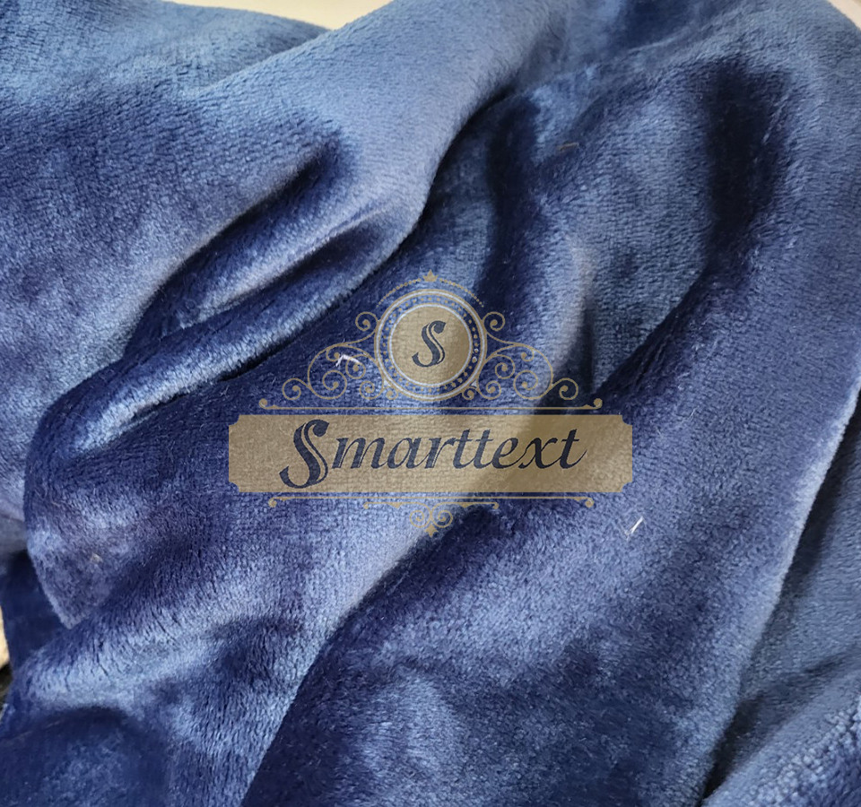 Тканина махра велсофт полірована двостороння синій, фото 1