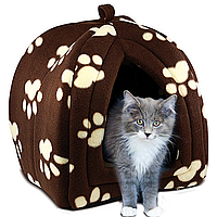 Домик для кота или собаки Pet Hut White, 30х30х40см, Коричневый / Мягкий домик для собаки / Кошачий домик