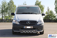 Защита переднего бампера (двойная нержавеющая труба - двойной ус) Mercedes-Benz Vito (10-16)