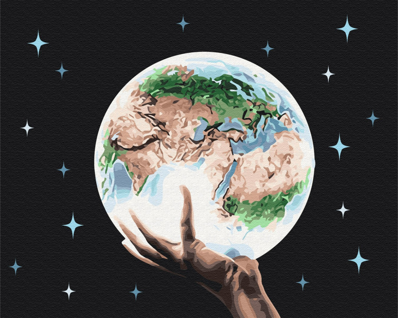 Картина за номерами Абстракції Набір для розпису Планета в руках людини Полотно на підрамнику 40x50 Brushme BS26729, фото 1