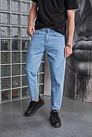 Модные джинсы мом мужские широкие повседневные демисезонные голубые | Джинсовые mom штаны мужские
