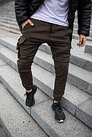 Модные коттоновые спортивные мужские штаны удобные на каждый день весна осень лето хаки | Спортивные брюки