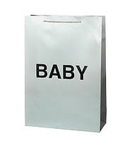 Подарочный пакет "Baby" 31*44*12 см, цвет - серебро